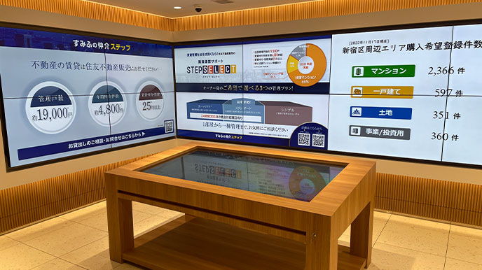 シティタワー東梅田パークフロントの店頭パネル＆デジタルサイネージ